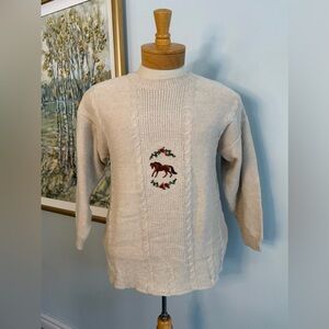 Vintage Concept Knitwear Horse Sweater | Equestrian Cottagecore |